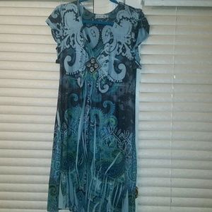 Turquoise multi colored dress